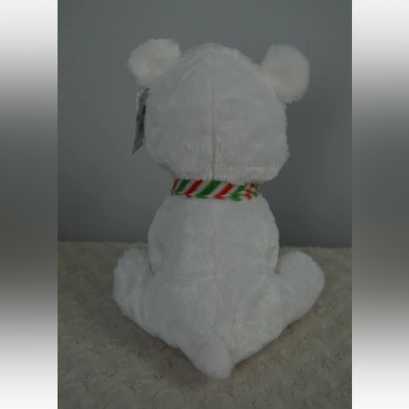 Kellytoy Polar Bear Plush Stuffed Animal Toy White Green Red Stripe Scarf  Teddy - Picture 3 of 6